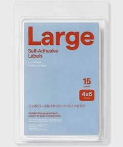 15ct Large Peel and Stick Labels ub&ub Removable Sticky Adhesive Pads