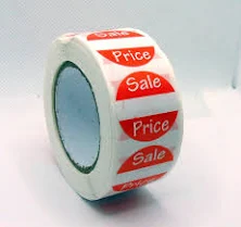 Roll 500 Red + White Adhesive Labels 