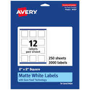 Avery Matte White Square Labels With Sure Feed 94107-WMP