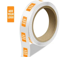 Custom 1 1/4 x 3 Inch Roll of Rectangle Labels - Bright Adhesive with Indented Corners - Neon Orange - 125 Pack