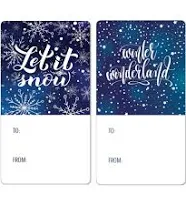 Christmas Gift Tag Stickers Let It Snow To/From Labels