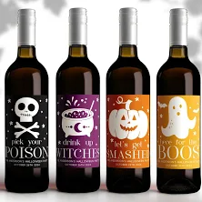 Deadly Halloween Wine Labels