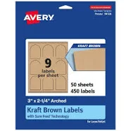 Avery Kraft Brown Arched Labels