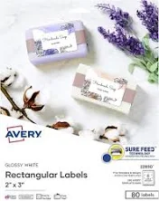 Glossy White Print-to-the-edge Rectangular 2x3in Labels 80/pk - 1ea