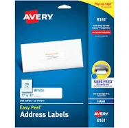Avery Easy Peel Address Labels Inkjet 8161