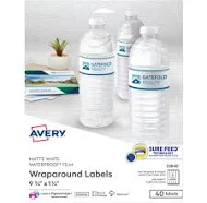 Avery Water-Resistant Wraparound Labels w Sure Feed 22845