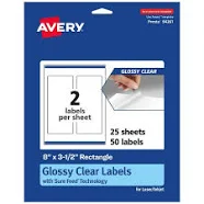 Avery Glossy Clear Rectangle Labels