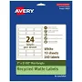 Avery EcoFriendly Rectangle Labels 1" x 2-1/2" White 600ct