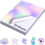 50 Sheets Holographic Sticker Paper 8.5 X11 Inch For Inkjet Printer &