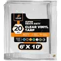 8' Clear Vinyl Tarp Super Heavy Duty 20 Mil Transparent Waterproof PVC Tarpaulin with Brass Grommets