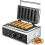 6-piece Commercial Waffle Stick Maker, 1500w Waffle Baker Machine & Corn Dog Iron, Non-Stick Plates, Time & Temp Control, for Home & Business Use,