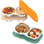 3pcs 150ml Double Compartment Seasoning Container Stainless Steel Snack Container with Lids Portable