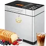Urbansync 19-in-1 & 2LB Stainless Steel Bread Maker Machine Fully Automatic LCD Display, Reservation Function with Recipes Recommended, Silver
