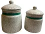 Vintage Cookie Jar Canister Kitchen Decor Speckle Splatter Paint Pastel Set 2