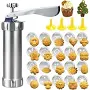 Cookie Press Gun Spritz Cookie Press for Baking, Cookie Maker Machine,Biscuit Maker with 4 Nozzles and 20 Spritz Cookie Gun Press Discs
