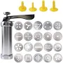 Biscuit Extruder Press with 20 Discs And 4 Nozzles, Made of Aluminum Alloy And Plastic, Measuring 21.5 X 15.5 Cm, Perfect for Baking
