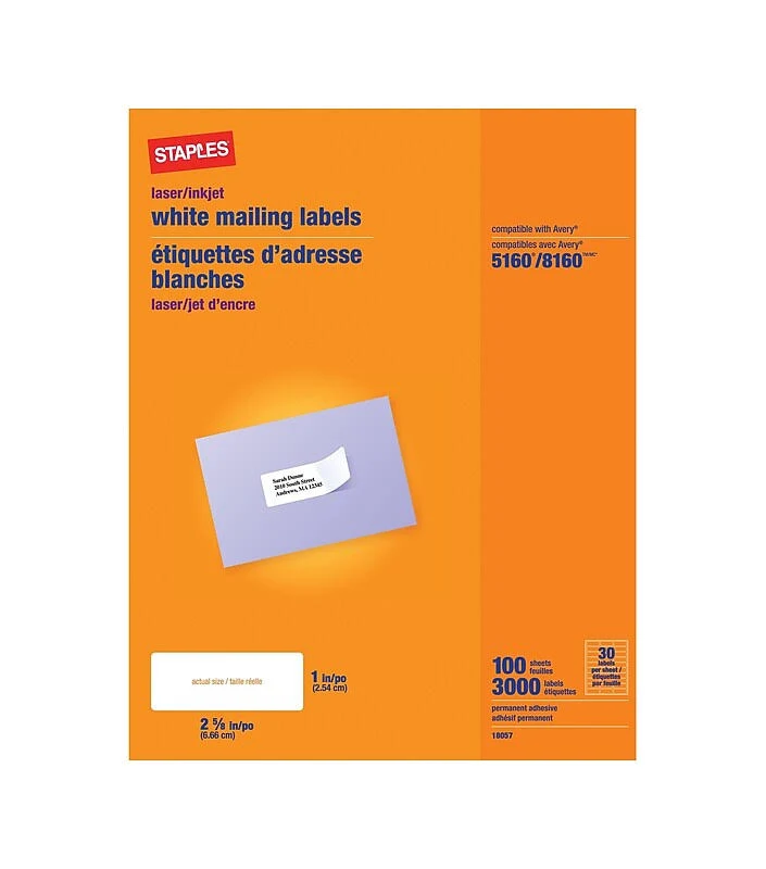 Staples Laser/Inkjet Address Labels