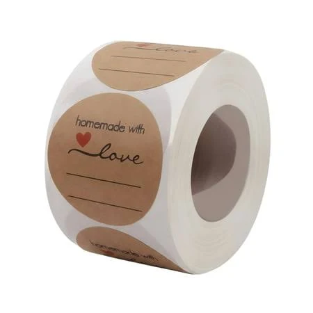 Canning Labels for Mason Jars, 2 Inch Round Self Adhesive Stickers with Lines, Ideal for Jam Jelly Preserves Homemade Gifts, Brown