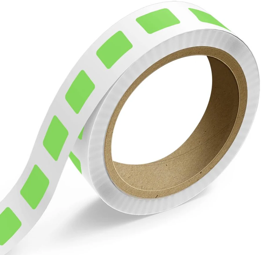 1 x 1 1/2 Inch Roll of Rectangle Labels - Bright Adhesive - Neon Green - 125 Pack
