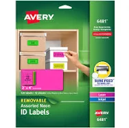 Avery High-Vis Removable Laser-Inkjet ID Labels 6481