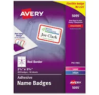 Flexible Self-Adhesive Laser/Inkjet Name Badge Labels, 2 1/3 x 3 3/8, RD, 400/BX