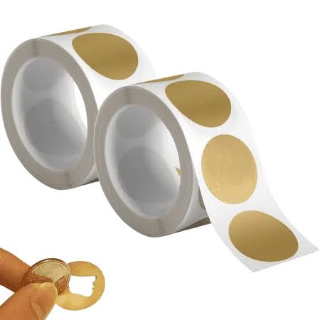 600 Pcs 1 inch Gold Scratch Off Stickers Round Self-Adhesive Labels on Roll, Perfect for Lottery Tickets, DIY Raffle Cards, Party Games & Promotional 