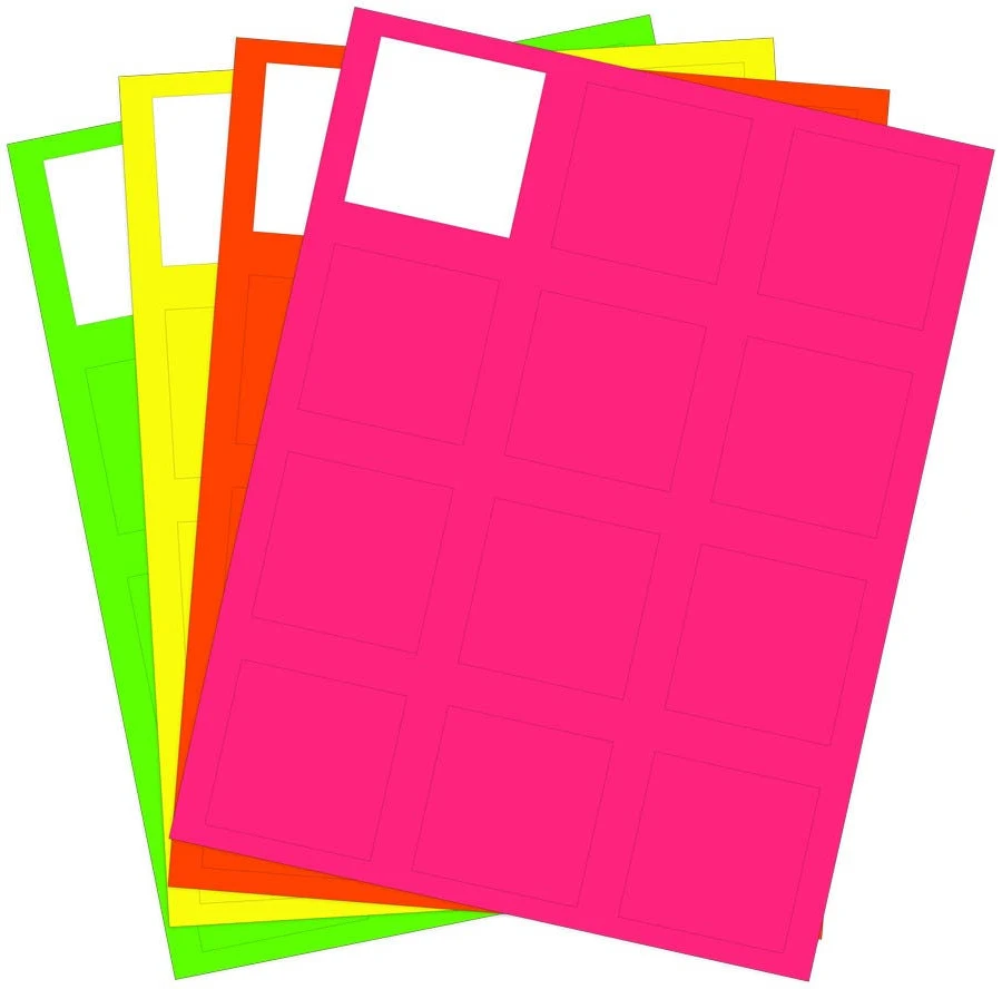 Jam Paper Assorted Neon 2 x 2 Square Labels