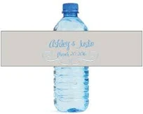 Modern Grey and Blue Wedding Water Bottle Labels Great for Engagement Bridal Shower Party easy to use self stick label