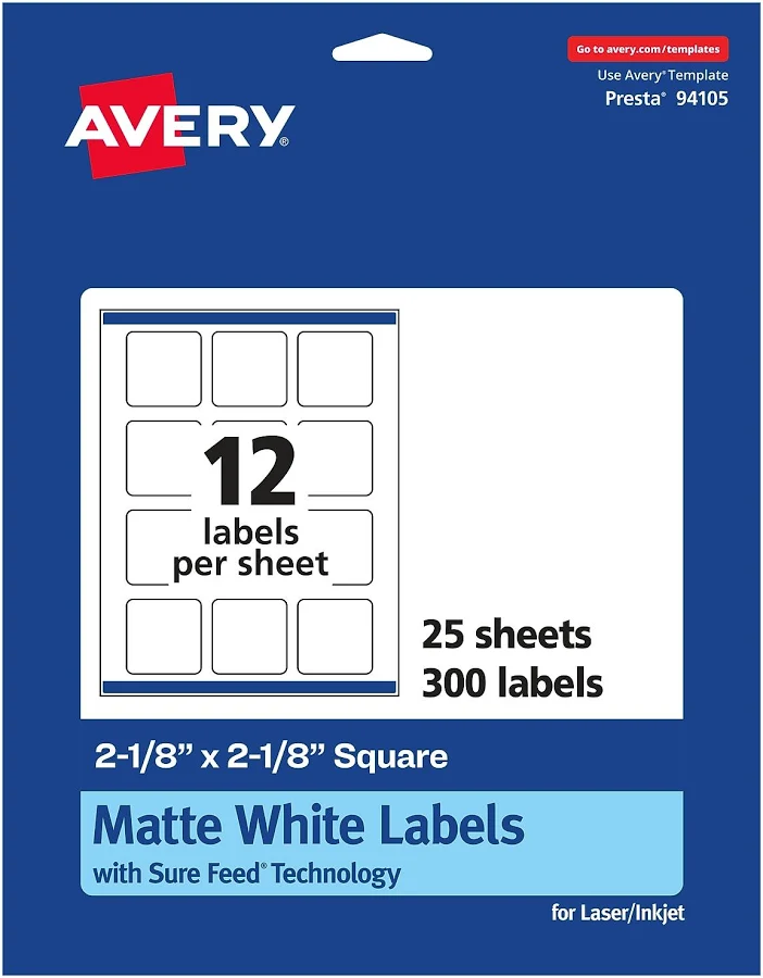 Avery Matte White Rectangle Labels