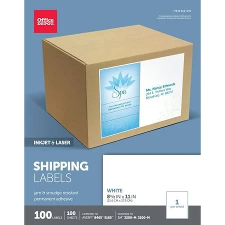 Office Depot Inkjet/Laser Permanent Full-Sheet Labels