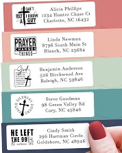 Personalized Return Address Labels Religious - High Gloss Custom Mailing Labels on Sheets - Self-Adhesive Return Stickers (50-1000)