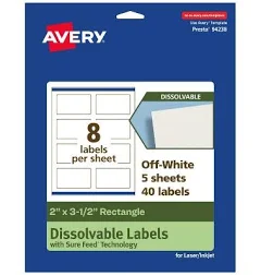 Avery Dissolvable Rectangle Labels 94238-DWMP25