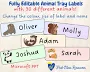Editable Tray Labels Animal Themed Tray Labels Name Tray Labels Editable Size Colour Shape Classroom Labels Classroom Decor Editable Labels
