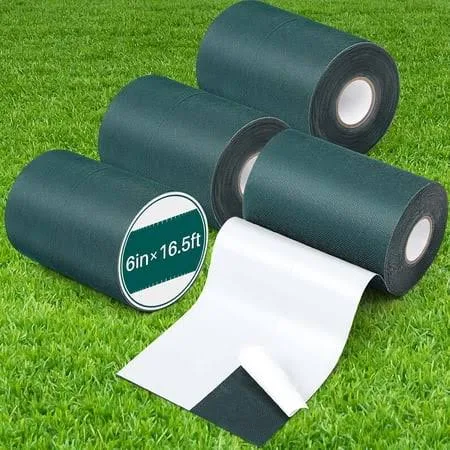 4 Rolls 6 in x 16.5 ft Artificial Grass Turf Tape Self Adhesive Turf Seam Tape for Artificial Lawn Carpet Jointing, Indoor Outdoor Rug, Pet Grass Mat 