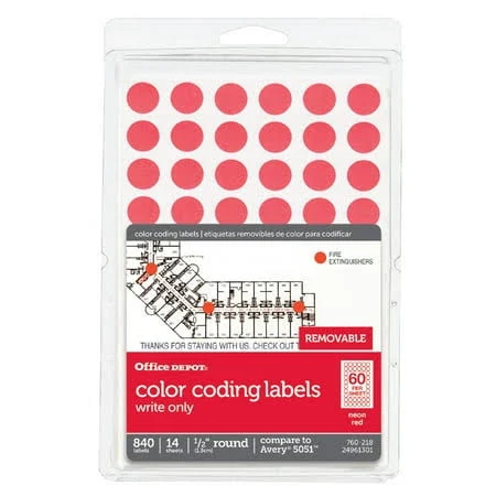 Office Depot Removable Color Coding Round Labels