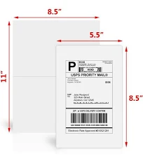 200 Half Sheet Shipping Labels 8.5x5.5 Self Adhesive For Paypal Ebay