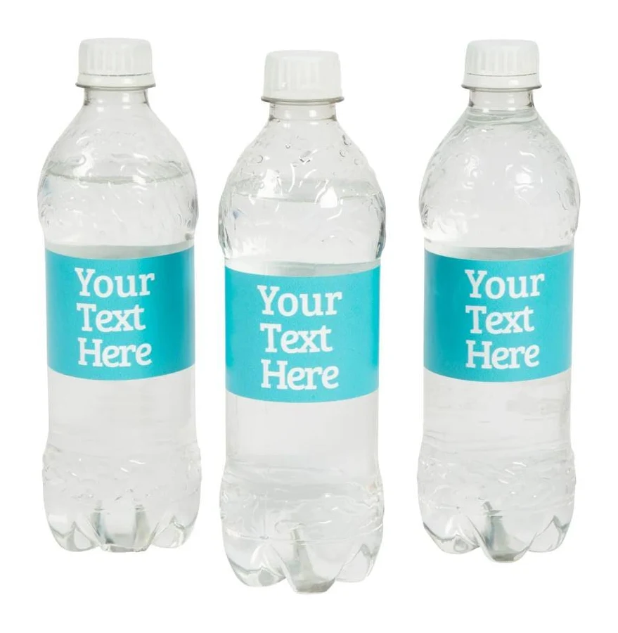 50 Pc Personalized Open Text Water Bottle Labels