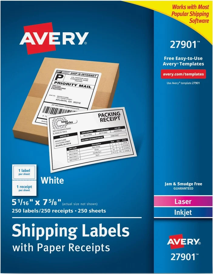 Avery Bulk Shipping Labels with Paper Receipt