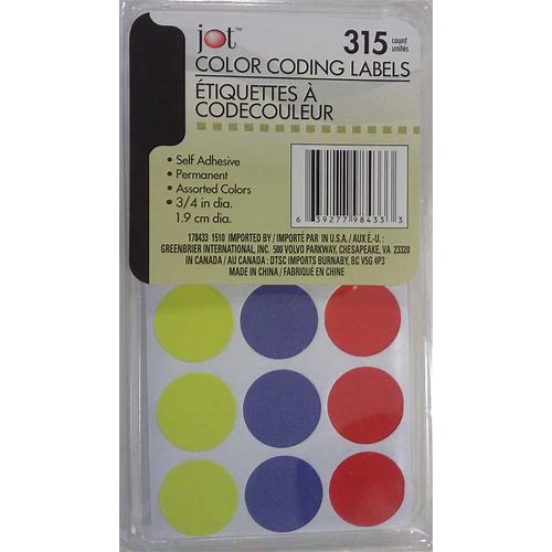 Color Coding Labels Circles 3/4