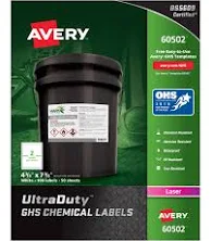 Avery UltraDuty GHS Chemical Waterproof and UV Resistant Labels
