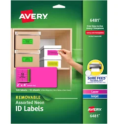Avery High-Vis Removable Laser-Inkjet ID Labels