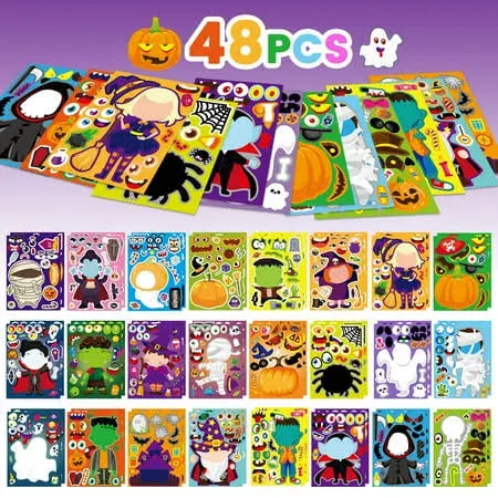 Ayieyill 48pcs Halloween Make a Face Characters Sticker