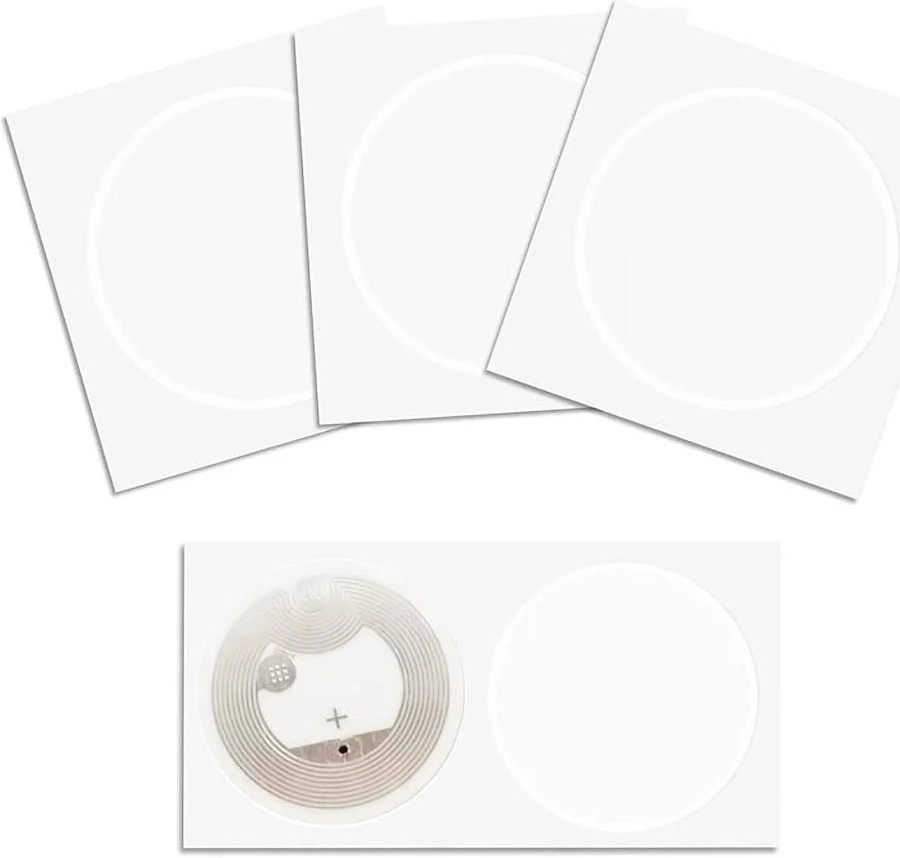 50pcs NFC Ntag216 Sticker Tags 216 Tag Cards 13.56Mhz Stickers 888 Bytes Memory, Size: 25mm/1 inch, White