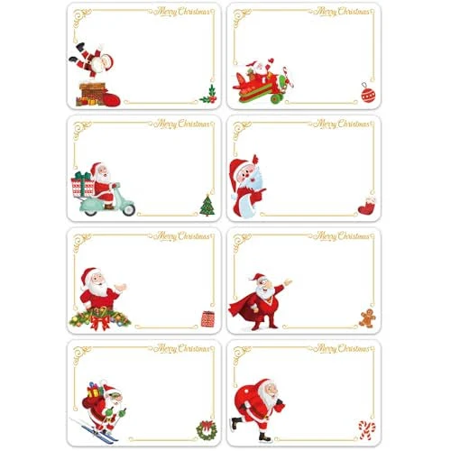 AMLOOPH Christmas Sticky Labels Stickers 120pcs Gift Tags for Presents Christmas Sticker Labels 7x5cm Writable Self Adhesive Sticky Xmas Name