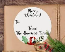 Christmas Gift Labels, Personalized Stickers for Gifts, Christmas To From Tag, Round Christmas Stickers, Custom Holiday Gift Sticker Labels