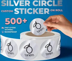 Custom Silver Foil Stickers: Personalized Circle Labels on Roll, Waterproof, Bulk Order, 1000 Pieces