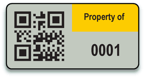 500 2"x1" Yellow 3-mil Flexible Anodized Aluminum Foil Tracking Labels with QR