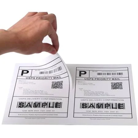 [100 Sheets; 200 Labels] Half Sheet Self Adhesive Shipping Label for Laser & Inkjet Printers, 2 Per Page Mailing Labels White 8.5'' x 5.5'' Paper