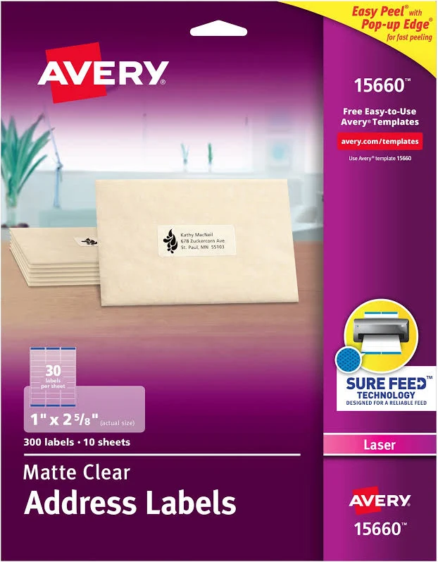 Avery Matte Clear Easy Peel Address Labels