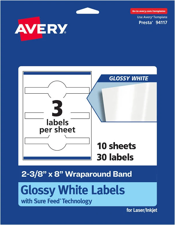 Avery Glossy White Cigar Labels